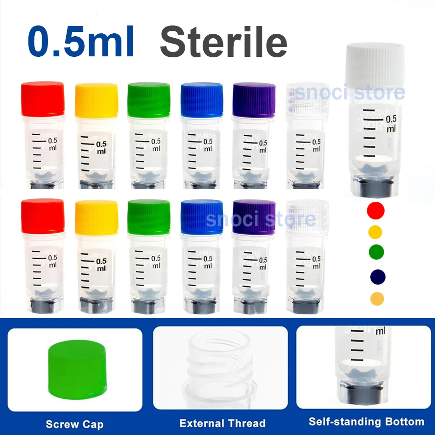 0.5ml Cryopreservation Tube Lab Multi code freezer tube 0.5ml Centrifuge Tube Cryo-Tubes ,sterile Non-Pyrogenic,DNase/RNase free