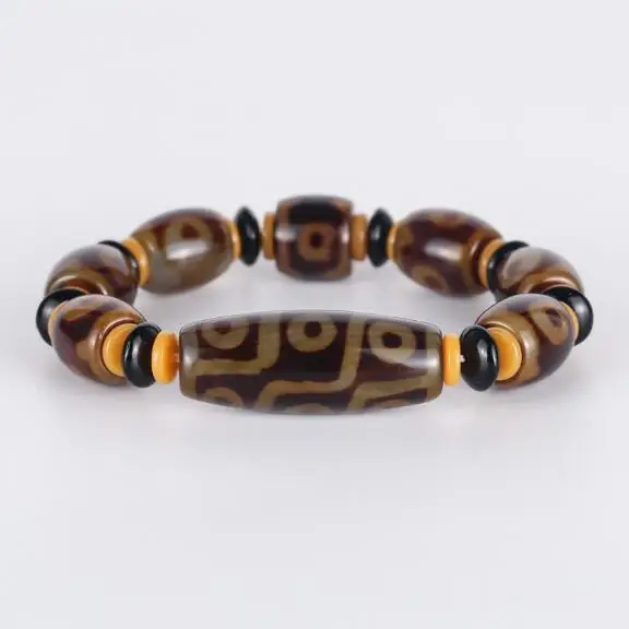 One-dollar auction Tibetan-style three-nine-eye beads barrel beads bracelet wenwan old agate beads bracelet.