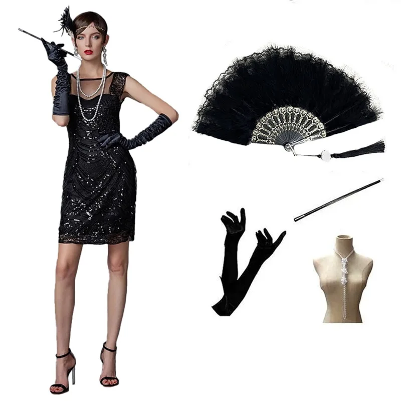 iny Sequin Evening Dr Bal See stoere Gatsby-kostuum Par Bar Outfit Traditioneel dameskostuum Stage Performance