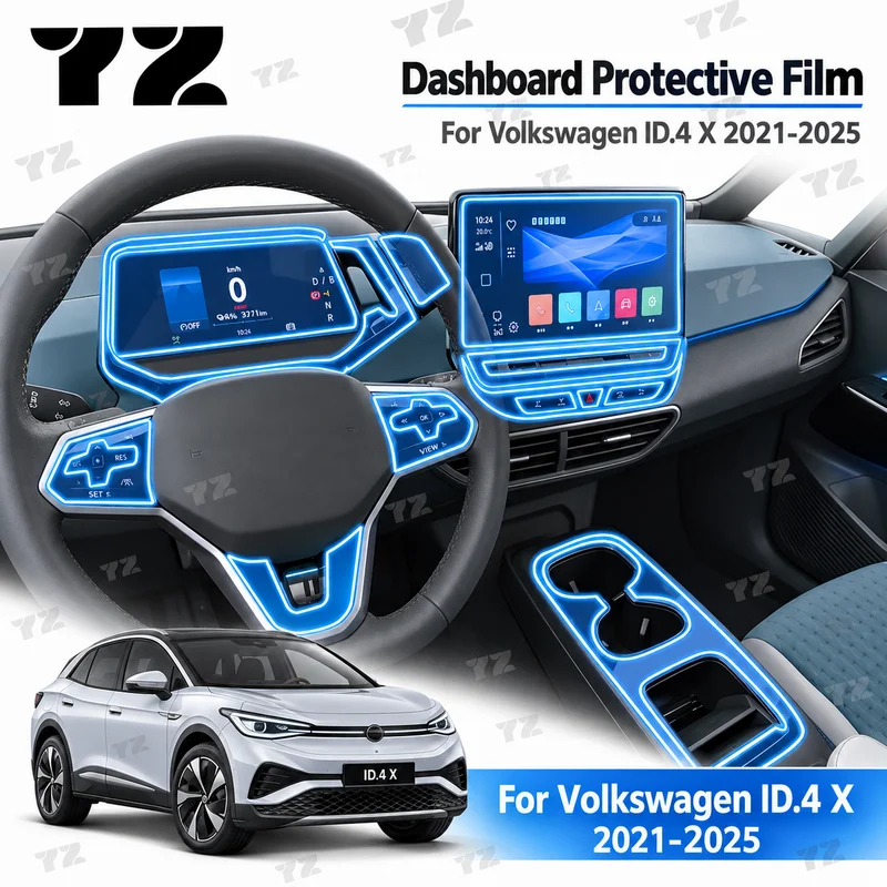 YZ Dashboard Protective Film For Volkswagen ID.4 X 2021-2025 Multimedia Navigation Screen Transparent Anti-Scratch