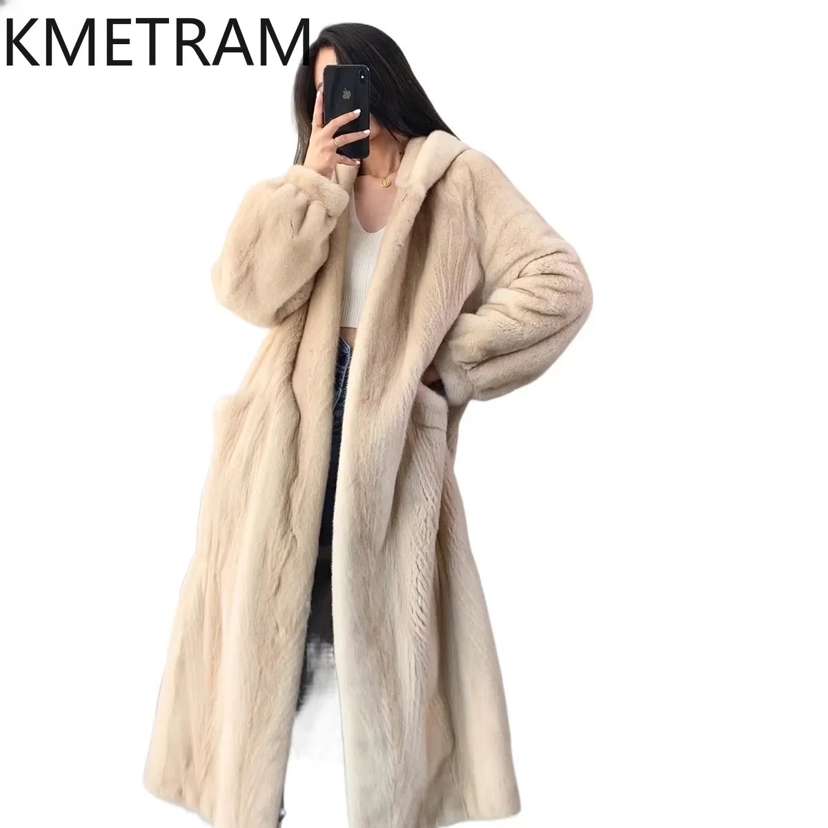 Top Quality Natural Mink Fur Jacket for Women Long Real Fur Coat with Hood Winter Luxury Clothes New in Coats 2024 шуба женская