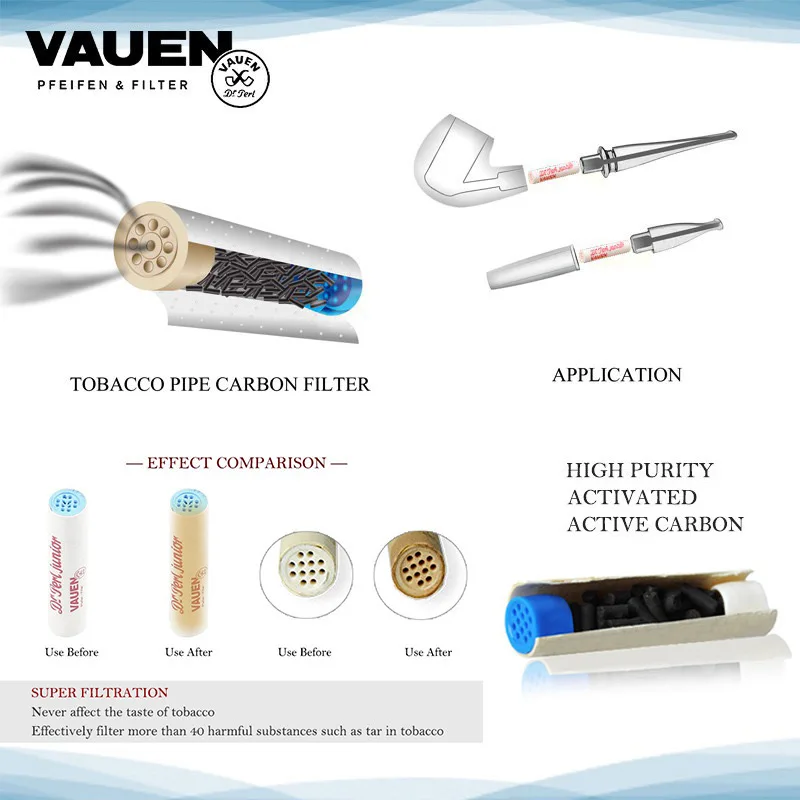 Vauen 9mm Smoking Pipe Filters Element Best Disposable Activated Carbon Filter Smoking Tools Accessories