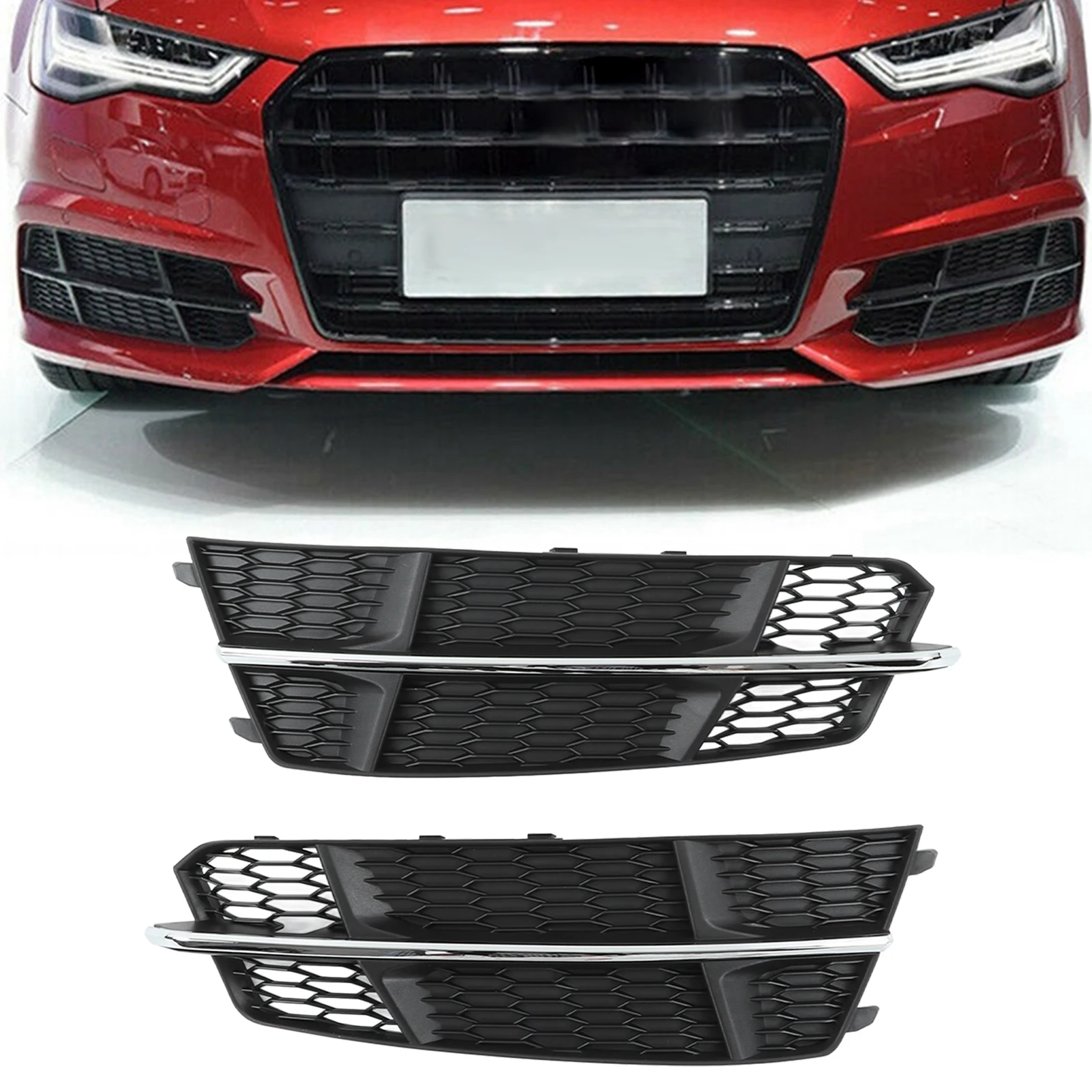 

Fog Light Vent Cover Fog Light Mesh Cover Pair Front Bumper Fog Light Grille Cover 4G0807681AN Replacement for C7 2014‑2018