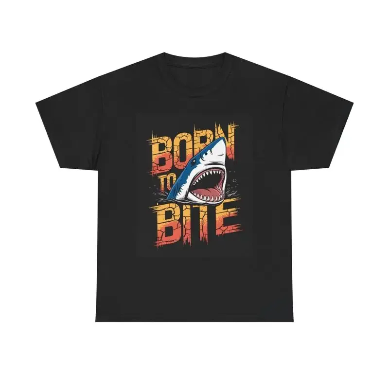 Born To Bite T Shirt Shark Attack Week Funny Heavy Cotton