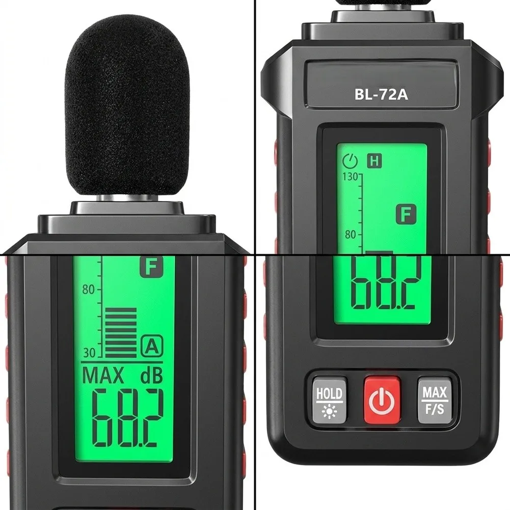 Handheld Digital Sound Level Meter 30-130dB A-Weighting LCD Display Portable Noise Tester For Home Industrial Environment Measur