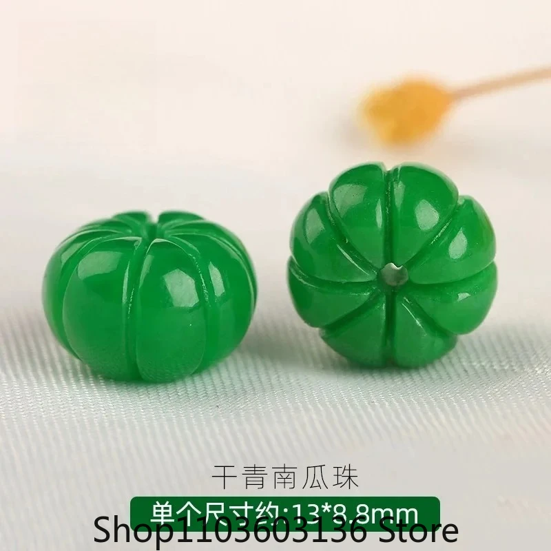 

10 шт., натуральный изумруд, сушеный зеленый нефрит, тыквенные бусины, браслет, серьги «сделай сам», ювелирные аксессуары, ручная резьба, мужской амулет на удачу