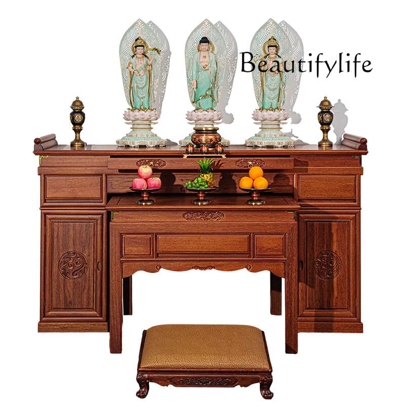 

God of Wealth Altar New Chinese Solid Wood Buddha Cabinet Domestic Buddhist Hall Worship Table