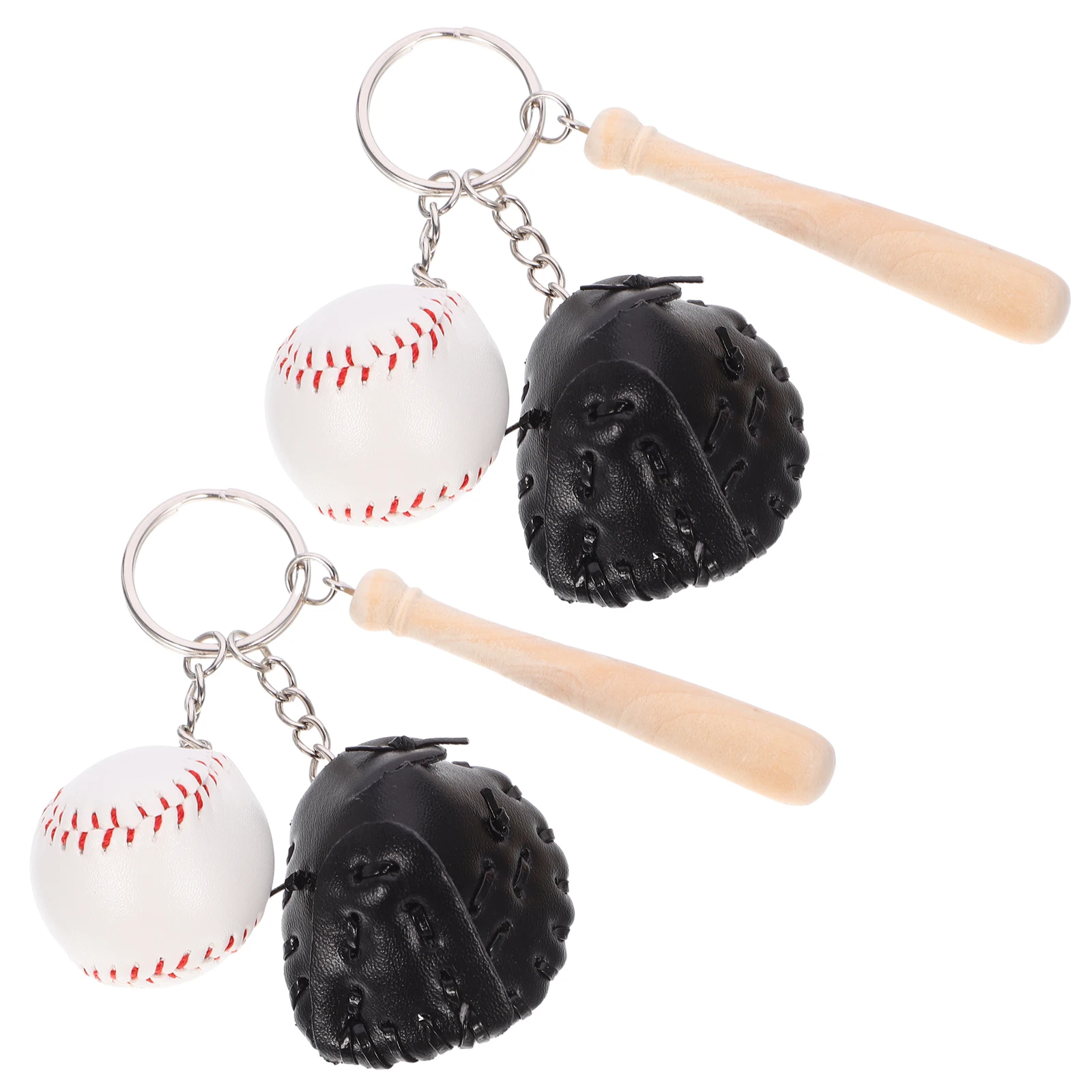 

2 Pcs Baseball Keychain Sports Ring Trinkets Wood Softball Keychains Girls Miss Ornaments