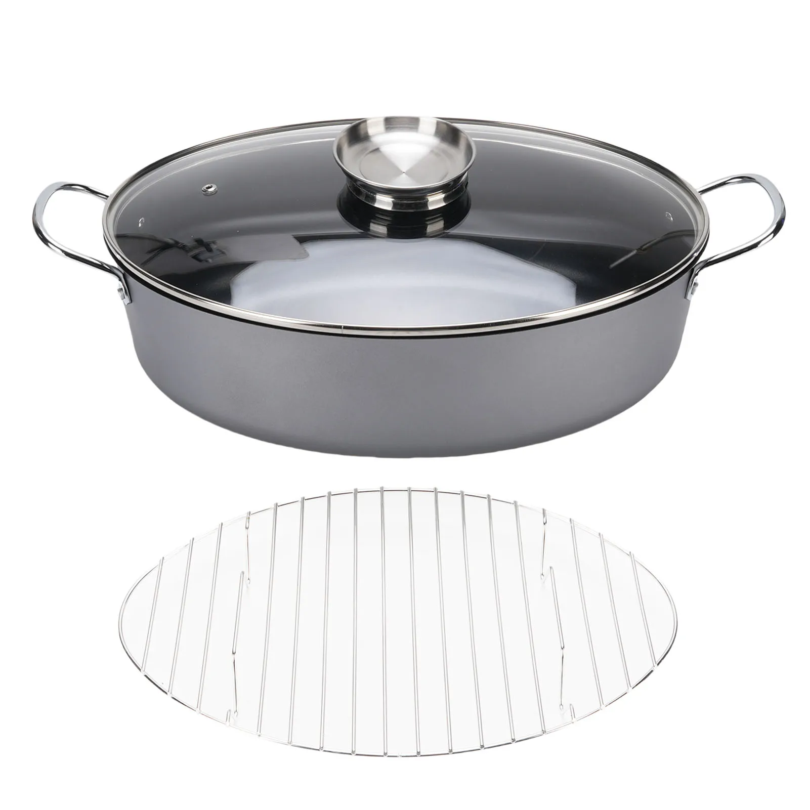 

Fish Steaming Pot Multi Functional Large Oval Non Stick Carbon Steel Fish Cooker Pot Compatible With Gas Stove Induction Cooker