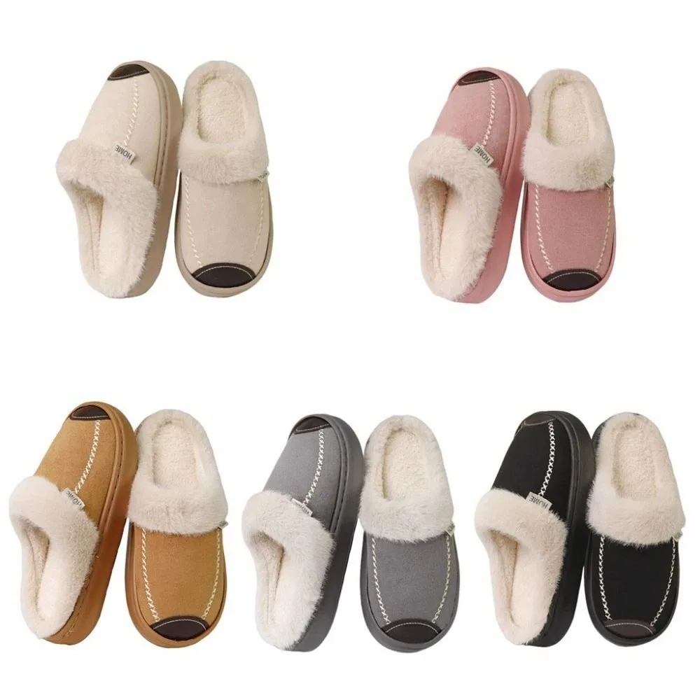 سميكة وحيد فروي النعال الحراري رقيق Homewear أحذية الشتاء شبشب منزل زوجين النعال المنزل المضادة للانزلاق أفخم نعال تدفئة