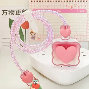 IPhone 14 13 pro max 18w 20w 3D Cartoon Love Heart Date Cable Date Management Cord Winder Kit 8 Main Protector Sales Iphone Charger - №6