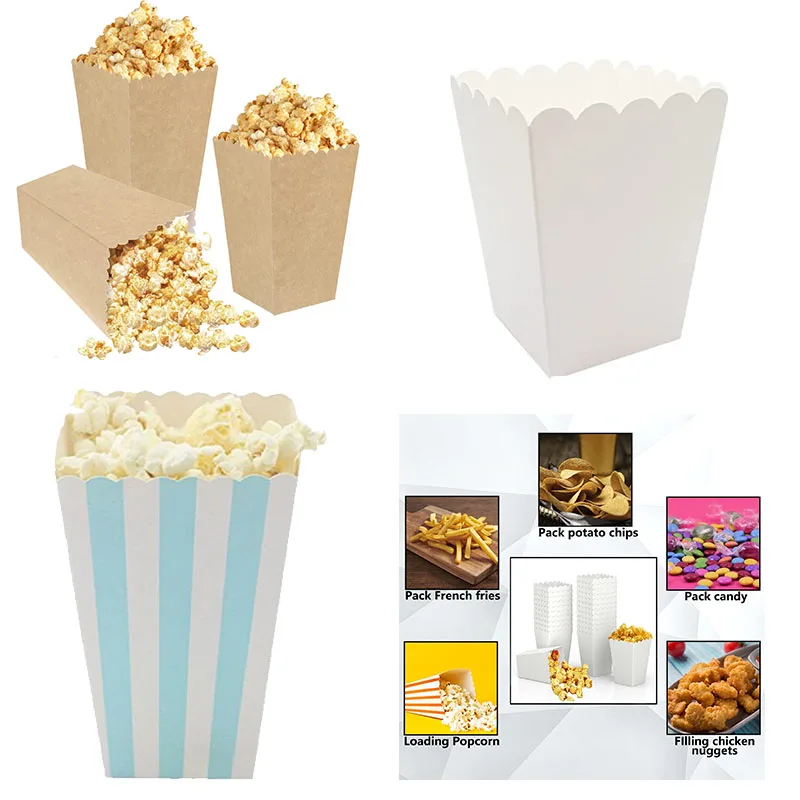 12 عبوة من حاويات الفشار الورقية الصديقة للبيئة، صندوق حلوى لحفلات الزفاف وأعياد الميلاد، مستلزمات زينة للاحتفال بالأطفال