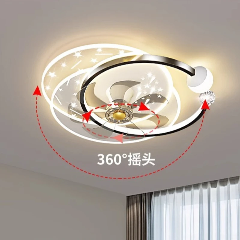 Home Decoration Lighting Ceiling Fan Lights Parlor Hall Main LED Fan Lamps Bedroom Dining Room High Wind Power Indoor Luminaires
