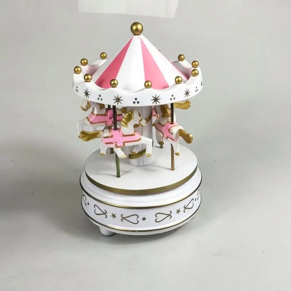 Romantic Carousel Music Box Clockwork Melody Ornament Vintage Style Home Decor Gift For Kids Birthday Party