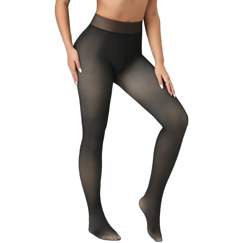 Leggings thermiques transparents à entrejambe melon, taille plus, couleur chair, pantalon long pour femme, automne, mode, vêtements de sport