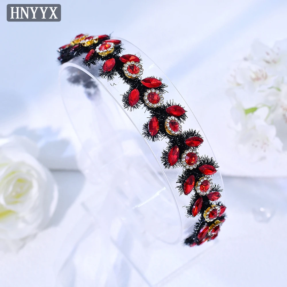 

HNYYX Red Rhinestone Soft Headband Exquisite Fine Headdress Luxurious Bridal Headpiece Wedding Jewelry Hair Accessories A375