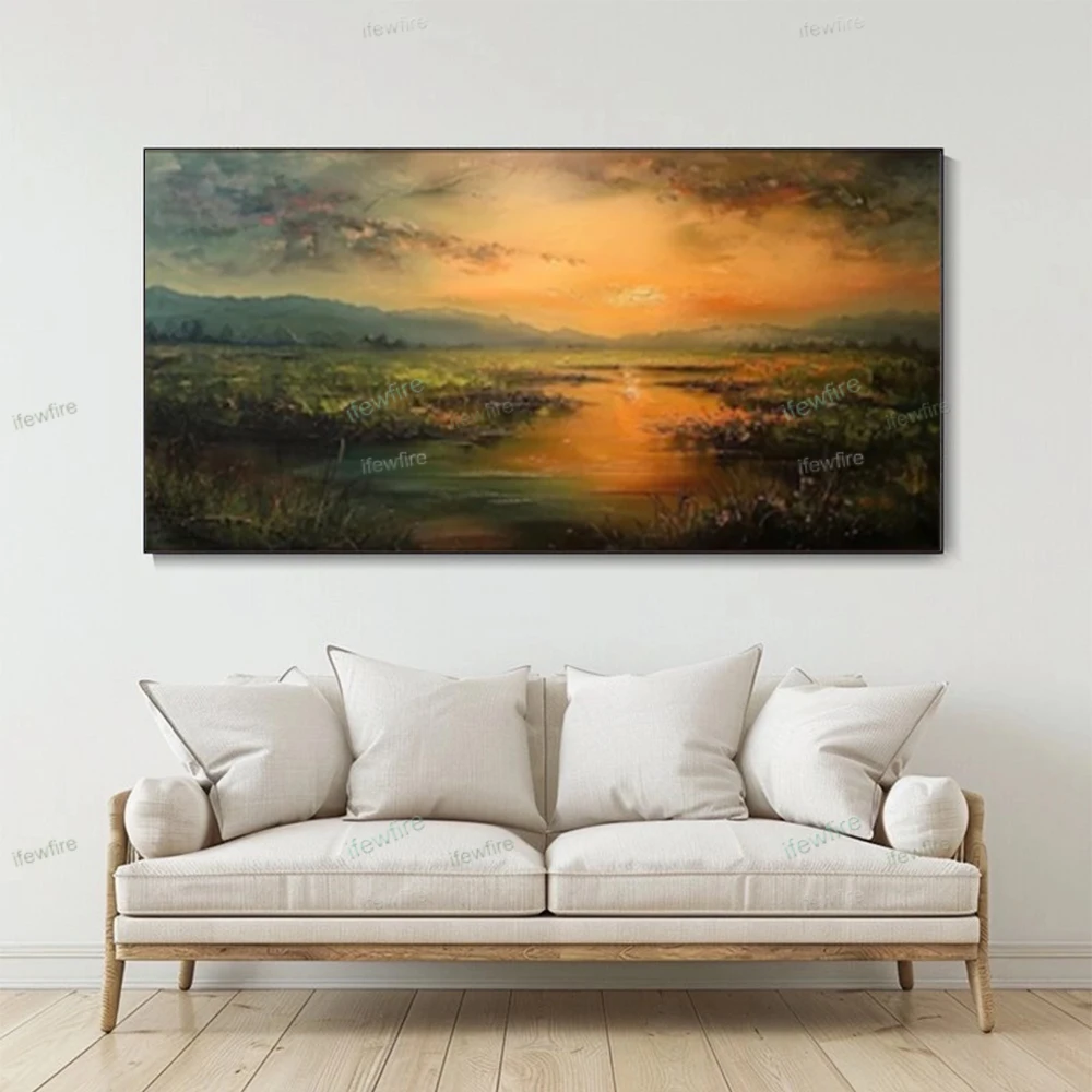 Pop Handmade Oil Painting On Canvas Art Wall Decor Picture Nordic Modern Abstract Blue Green Texture Mural For Living Room Porch