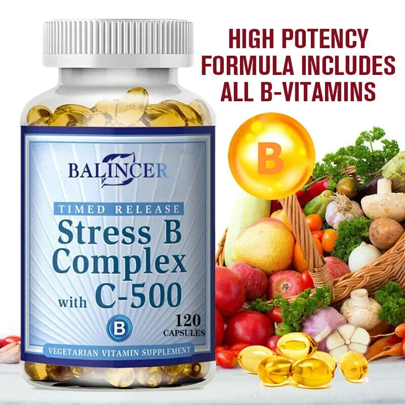 High Potency Vitamin B Complex with Vitamin C To Support Mood, Metabolism, Immunity, Cardiovascular and Nervous System Health