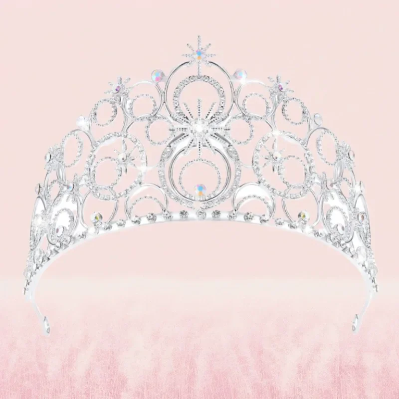 Película Glinda, diamantes de imitación brillantes, corona de princesa de Metal, diadema para Cosplay para mujer, tocado, accesorios para fiesta de Carnaval y Halloween