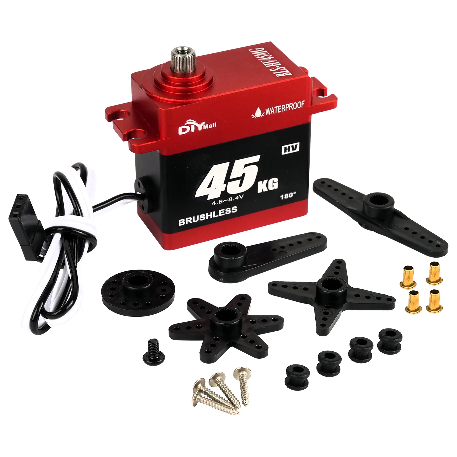 

BLS-HV45MG 45KG Brushless Digital Servo 8.4V HV IP67 Waterproof Metal Gear Aluminum CNC 180 270 360 Degree For RC Car Truck Boat