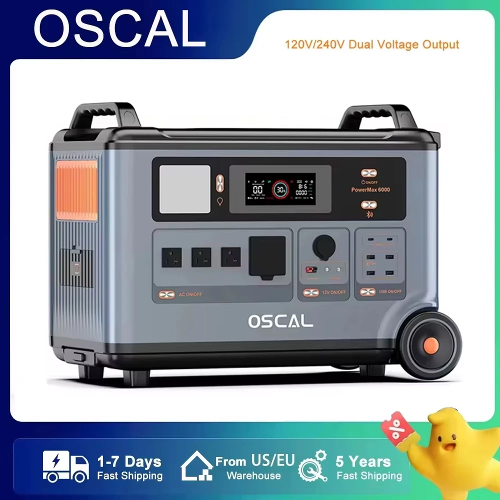 

OSCAL Blackview PowerMax 6000 LiFePO4 Battery 3600Wh Power Station 6000W Portable Generator, Expandable Battery for Power Travel