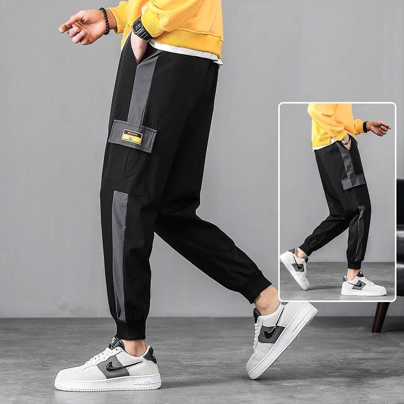 

Повседневные рабочие брюки для мужчин: модные свободные брюки для весны и осени, молодежные, дышащие, из полиэфирного волокна