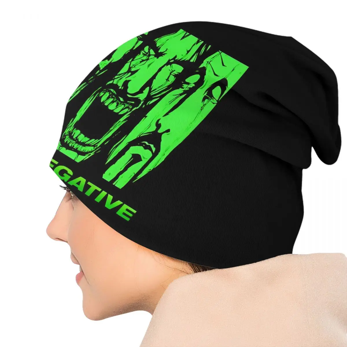 مخصص T-نوع O N-السلبيات خمر الوجه بونيه القبعات محبوك قبعة للنساء الرجال شتاء دافئ روك Skullies Beanies قبعات #5