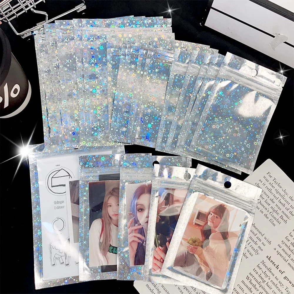 50/30/10Pcs Shining Star Kpop Photocard Storage Holder Pouch Waterproof Zipper Bag Bling Card Sleeve Idol Photo Cards Protector image 3