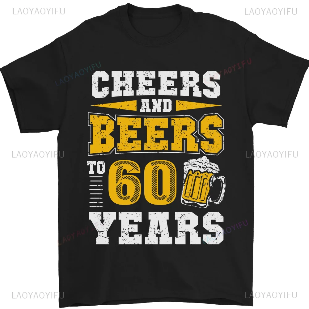 

60th Birthday 60 Year Old Funny Alcohol Mens T-Shirt Fashion Summer Cotton O-Neck Men Clothing Streetwear Short-sleeve Tops