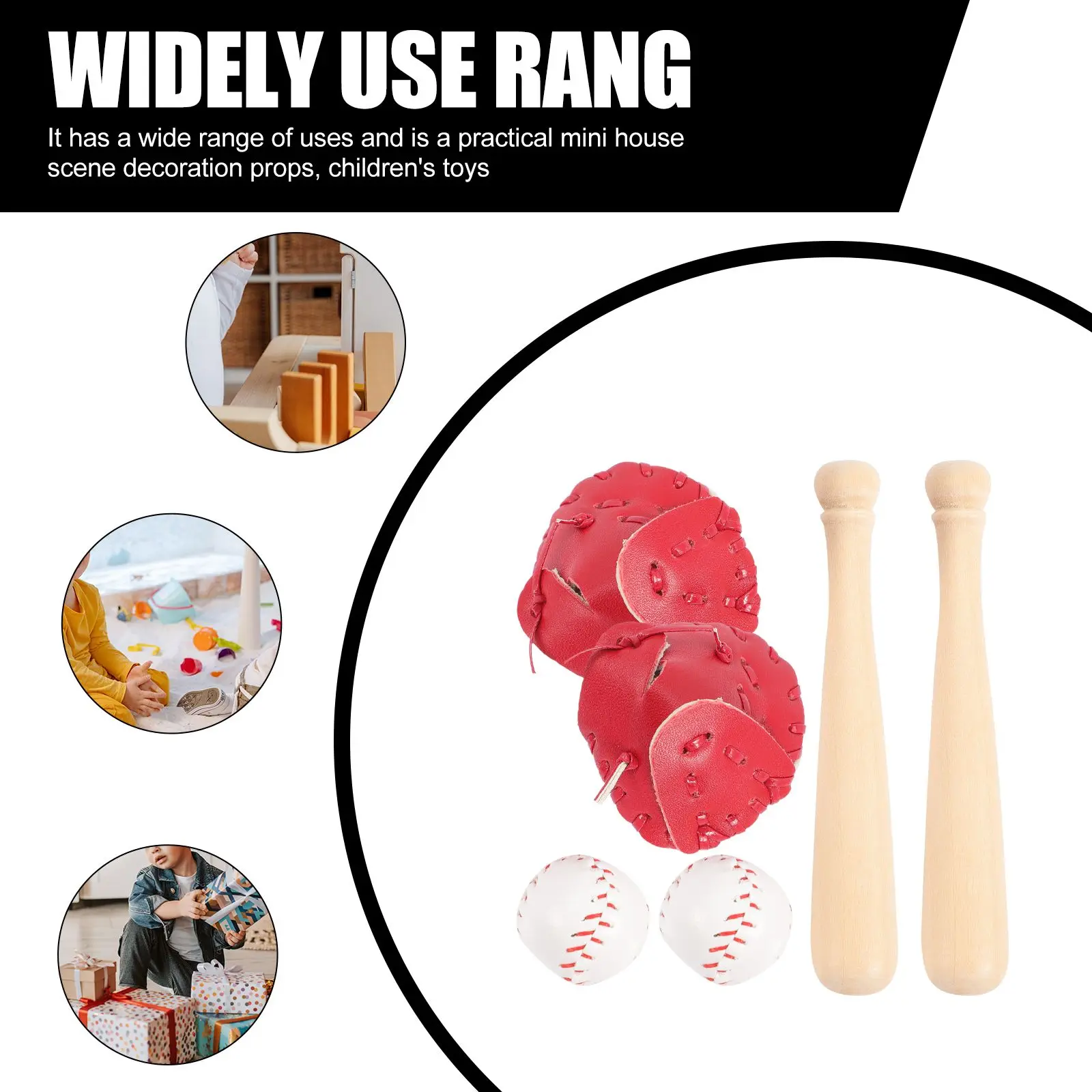 Mini Baseball Set 2 Sets House Cover Baby Mitt Diy Key Chains Materials Practice Toy Accessories