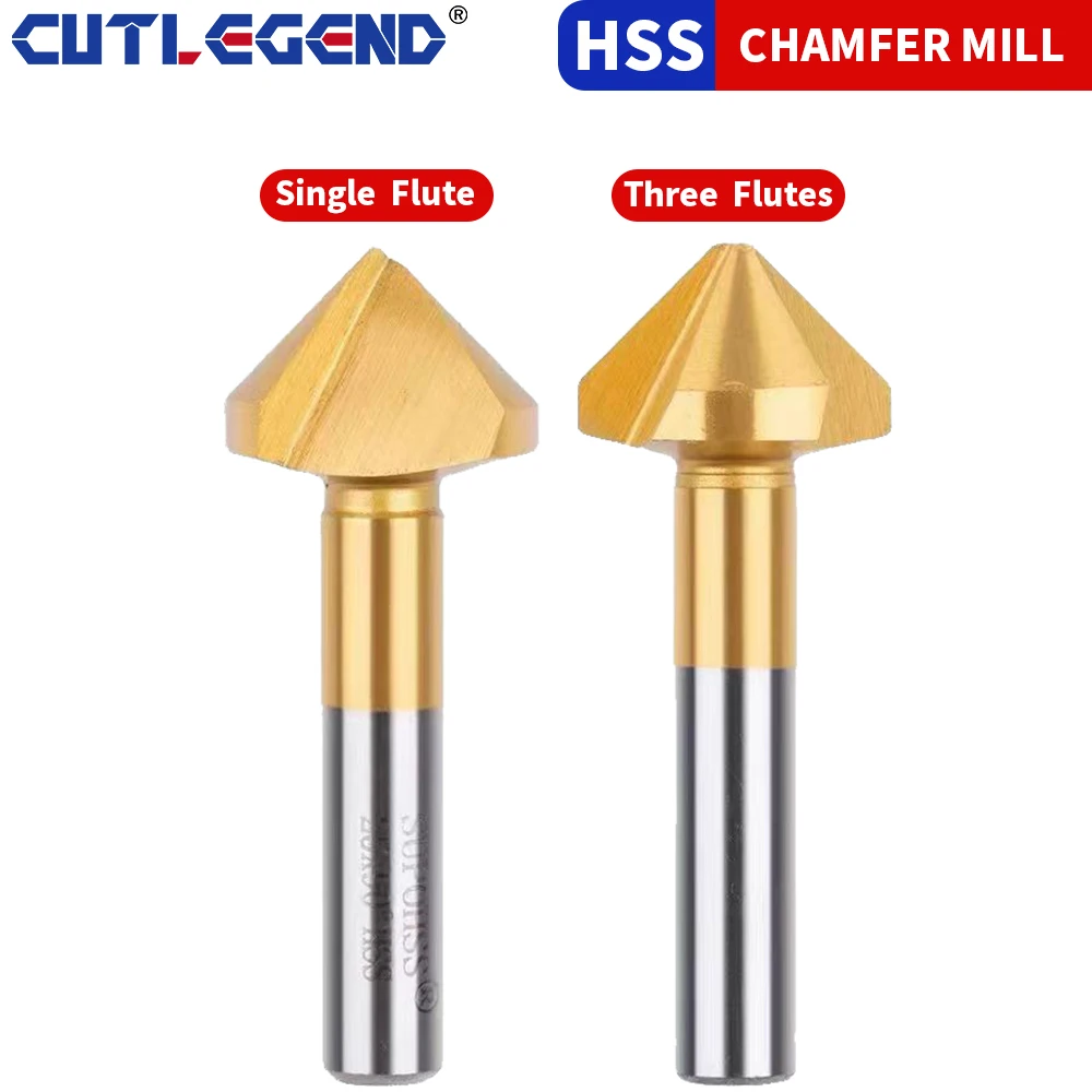 90 Degree Countersink HSS Chamfering Metal Milling Tool 1 Flute 3 Flute Cutter De-Durring Orifice Rose Cove Drill 6.3 8.3 10.4