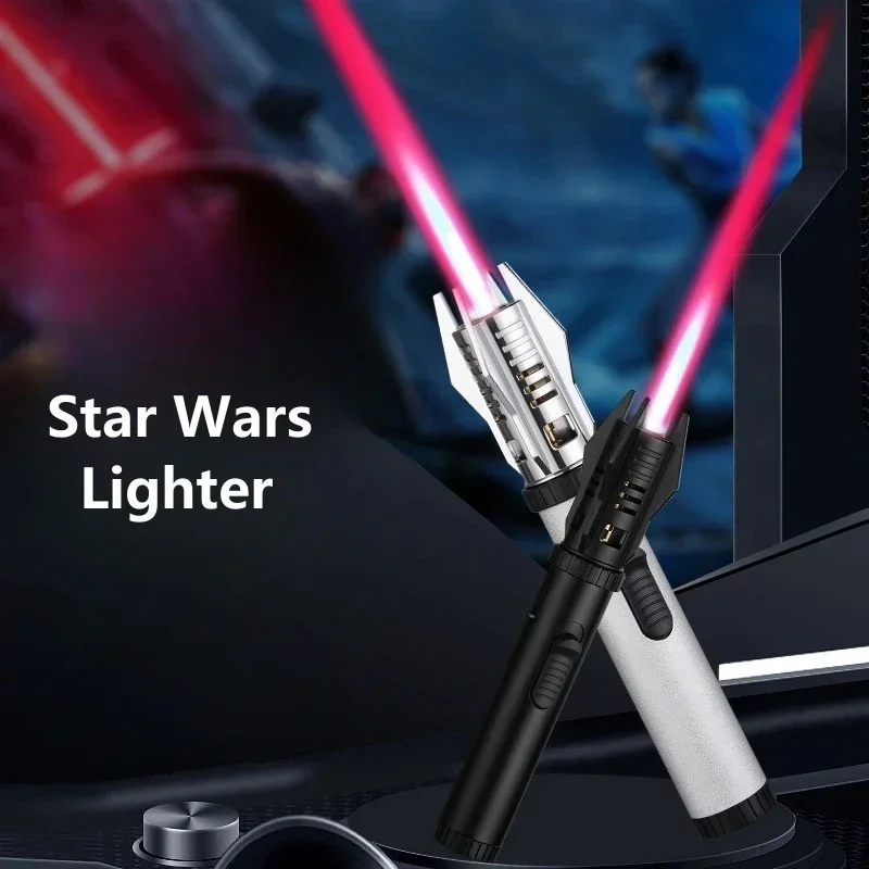 New Scepter Lightsaber Turbo Gas Lighter Outdoor Windproof Strong Fire Cigar Special Metal Flamethrower BBQ Baking Kitchen Tools