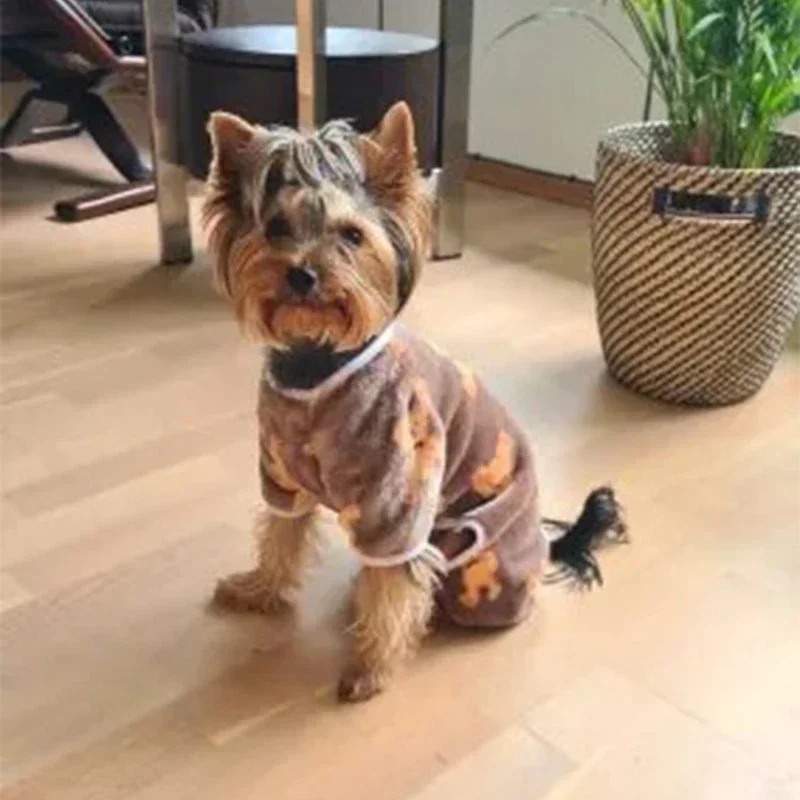 Pet  Autumn Winter Pajamas Puppy Cute Bear Jumpsuit Dog Plush Jacket for Small Medium Dogs Cats Clothes Chihuahua Teddy Costumes