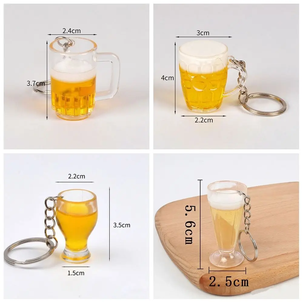 Accessories Funny Beer Mug Keychain Creative Acrylic Beer Pendant Keyring Ornaments Simulation Drink Keyring
