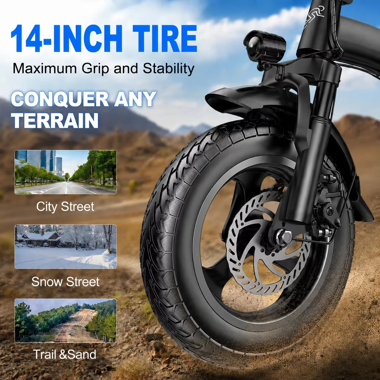 Folding Electric Bike for Adults, 500W Motor 48V 15Ah Removable Battery, 20MPH 35KM Range, 14