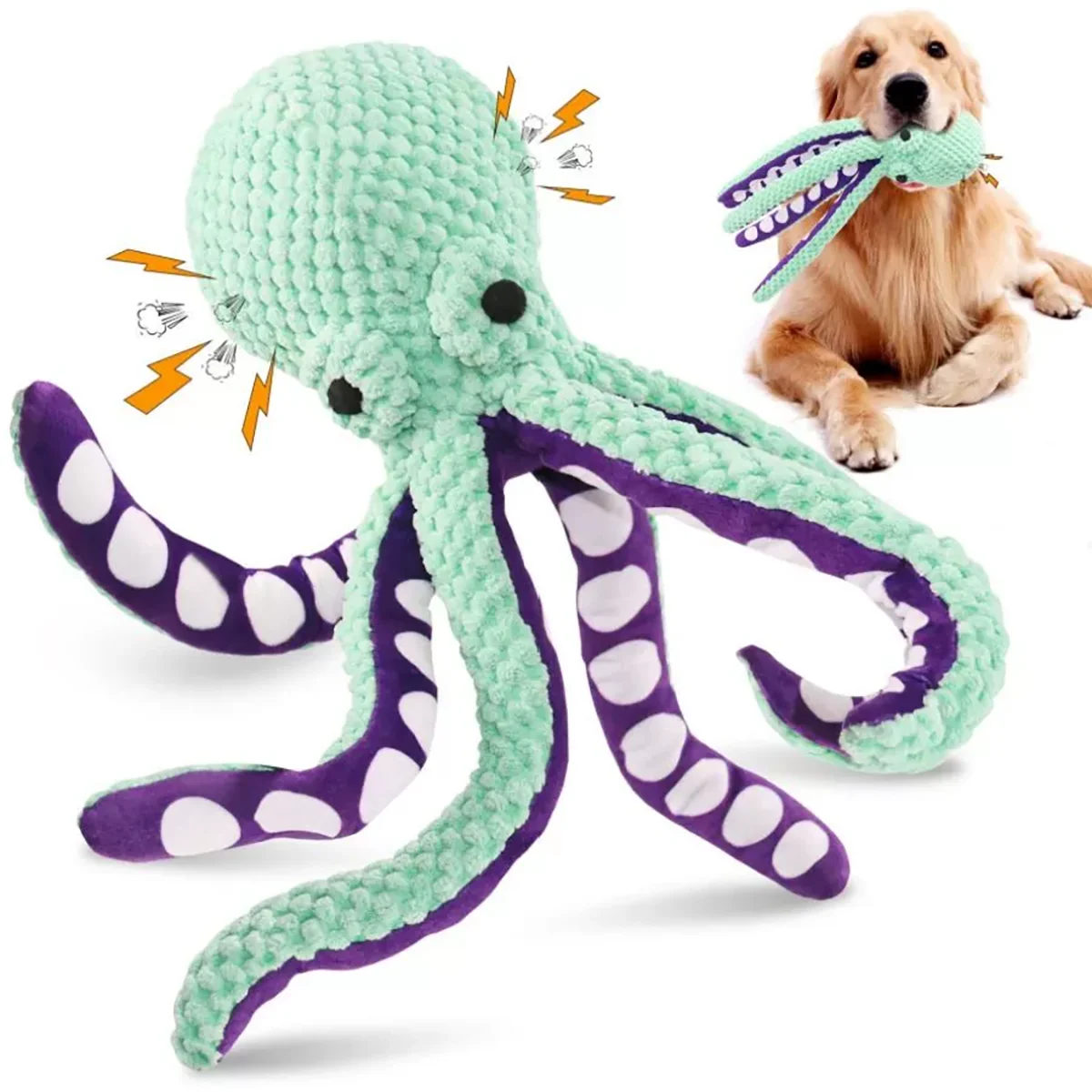 1pc Octopus Design Pet Grinding Teeth Squeaky Plush Toy, Chewing Toy For Dog Interactive Supply