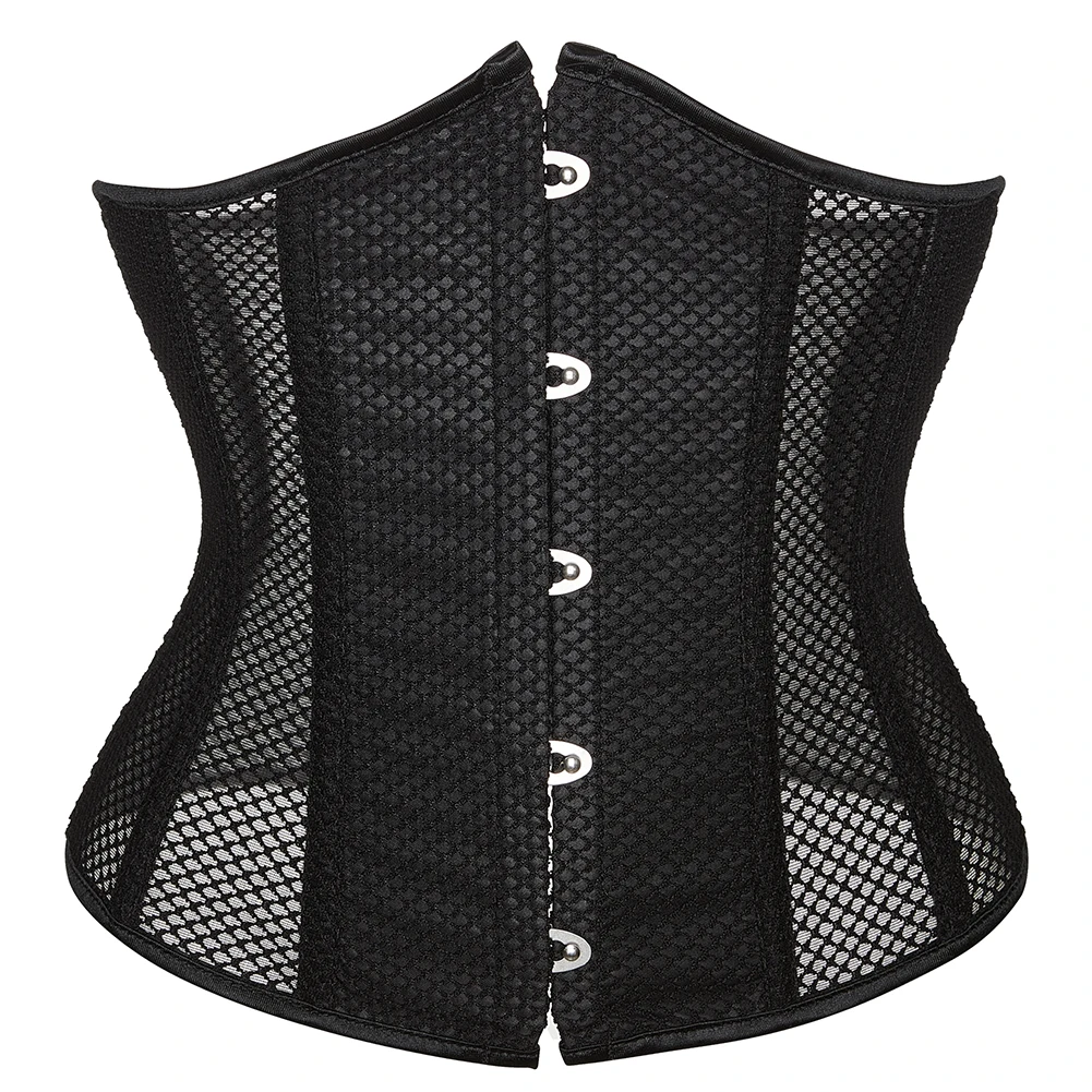 Women Waist Trainer Sexy Black Mesh Corset Goth Vintage Slim Body Belts Streetwear See Through Corset