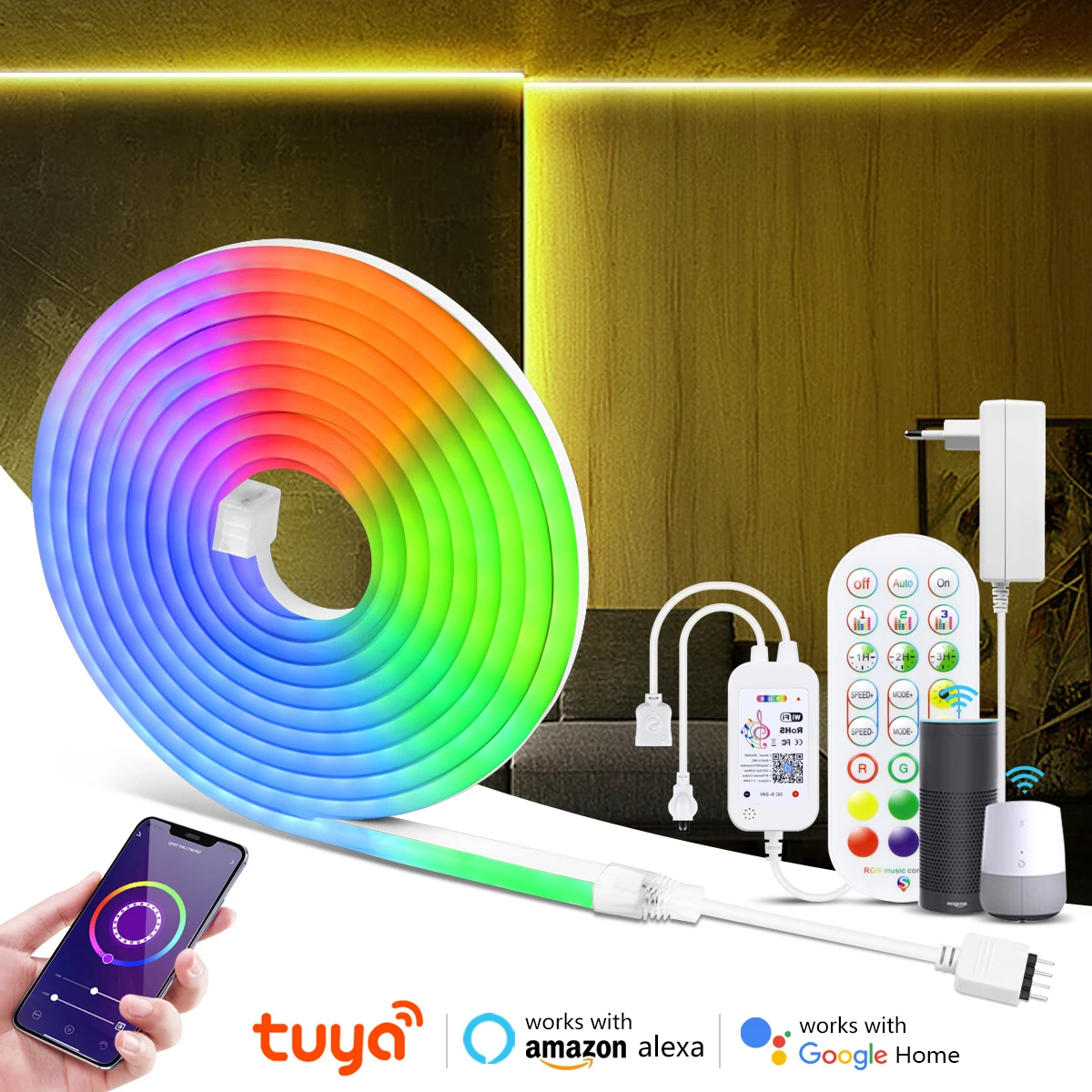 

Cocina RGB LED Strip Light for Kitchen 1m-5m Tape Ribbon 24 keys Remote LED Light for TV Backlight Desktop Table Home Decoration