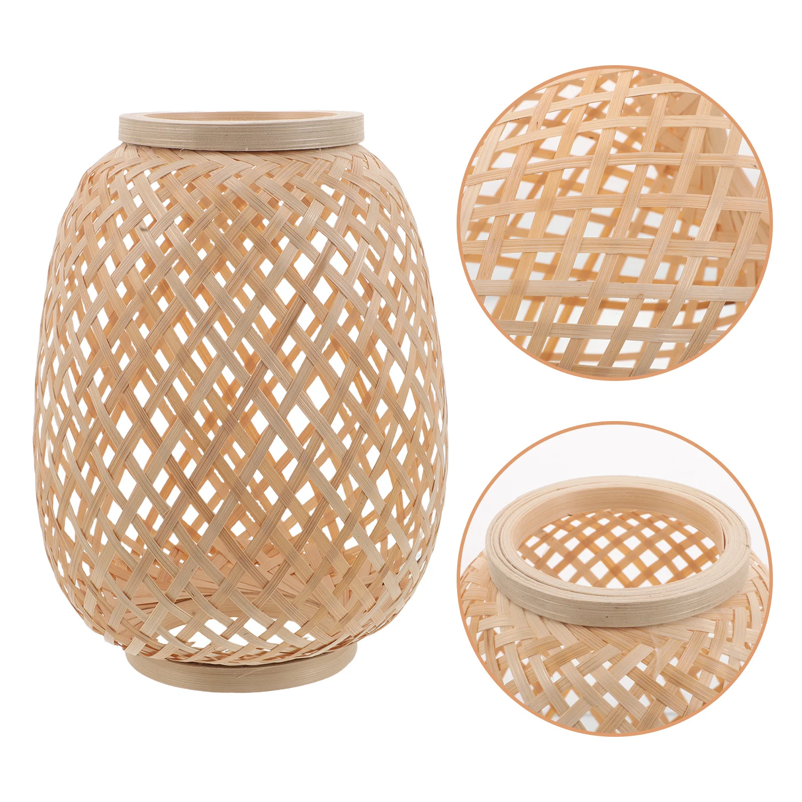 

1pcs Bamboo Pendant Lamp Shade Handwoven Woven Pendant Light Cover Rustic Ceiling Lampshade For Dining Room Bedroom Decor