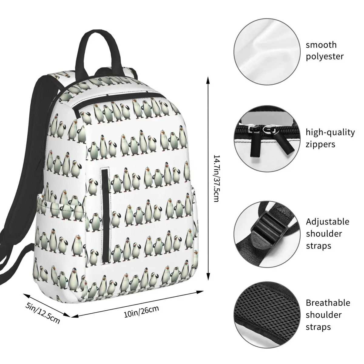 Pose Penguins Of Madagascar Backpack Student BookBag Children School Bag Computer Shoulder Bags Boys Girls