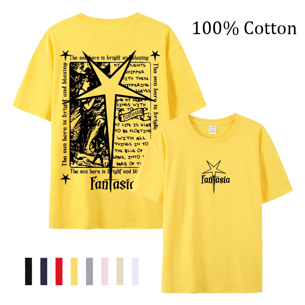 Men's Five Pointed Star Retro Print Pure Cotton Short Sleeve Summer Street Casual T-Shirt For Daily Commute 2026 New Arrival