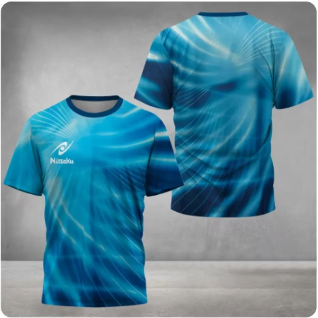 Men's Nittaku Table Tennis T-shirt Victory Light Printed Men's Summer Sports Table Tennis T-shirt Training Quick Drying T-shirt