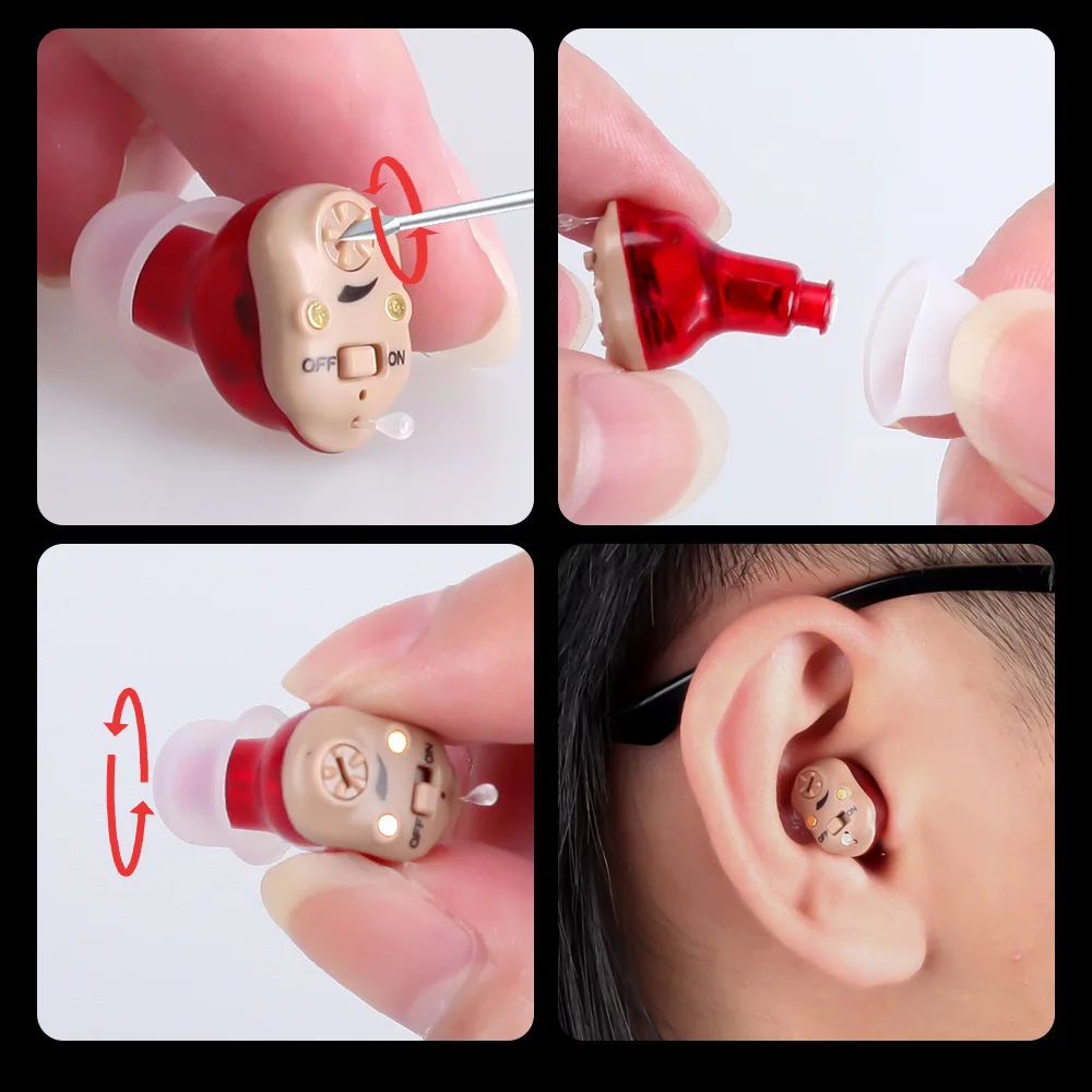 Invisible Mini Magnetic Rechargeable Earphones Portable In-Ear Auxiliary Listening Noise Reduction Earbuds For Elderly Gifts