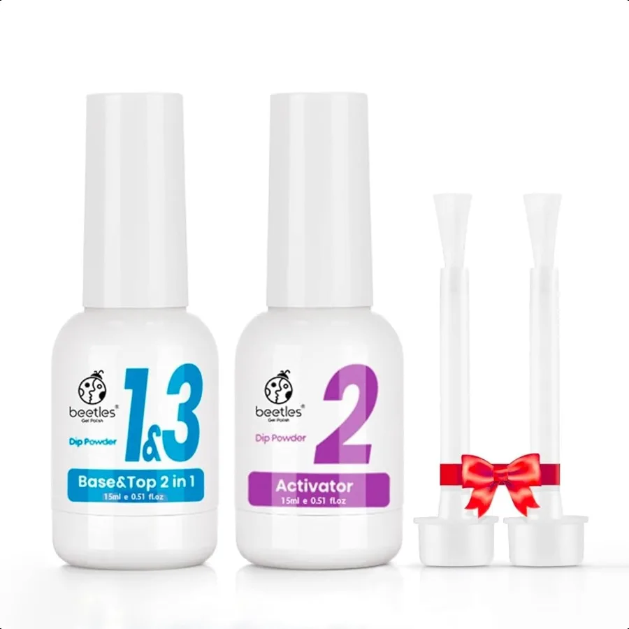 

Beetles Dip Powder Liquid Set 2 в 1, Dip Base Top Coat и Activator Dip Nail Liquid Set for Dipping Powders French Nail Design