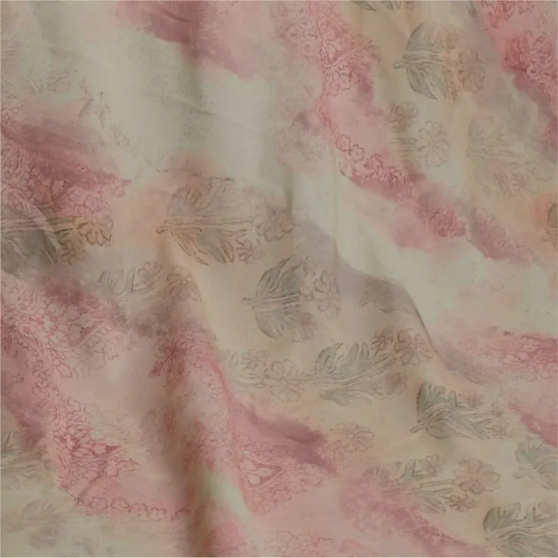 

Acetic acid hand-grabbed pattern printed double-sided satin wrinkled Chinese-style clothing Hanfu new cheongsam fabric