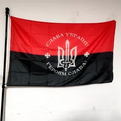 Ukrainian Flag Hanging Polyester Black Red Ukrainian National Flag Outdoor Decoration