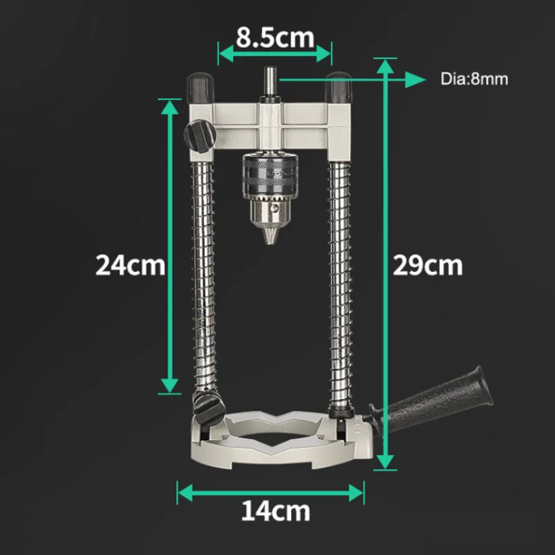 Allsome Precision Drill Holder Pipe Drill Holder Stand Drilling Guide with Adjustable Angle and Removeable Handle DIY tool