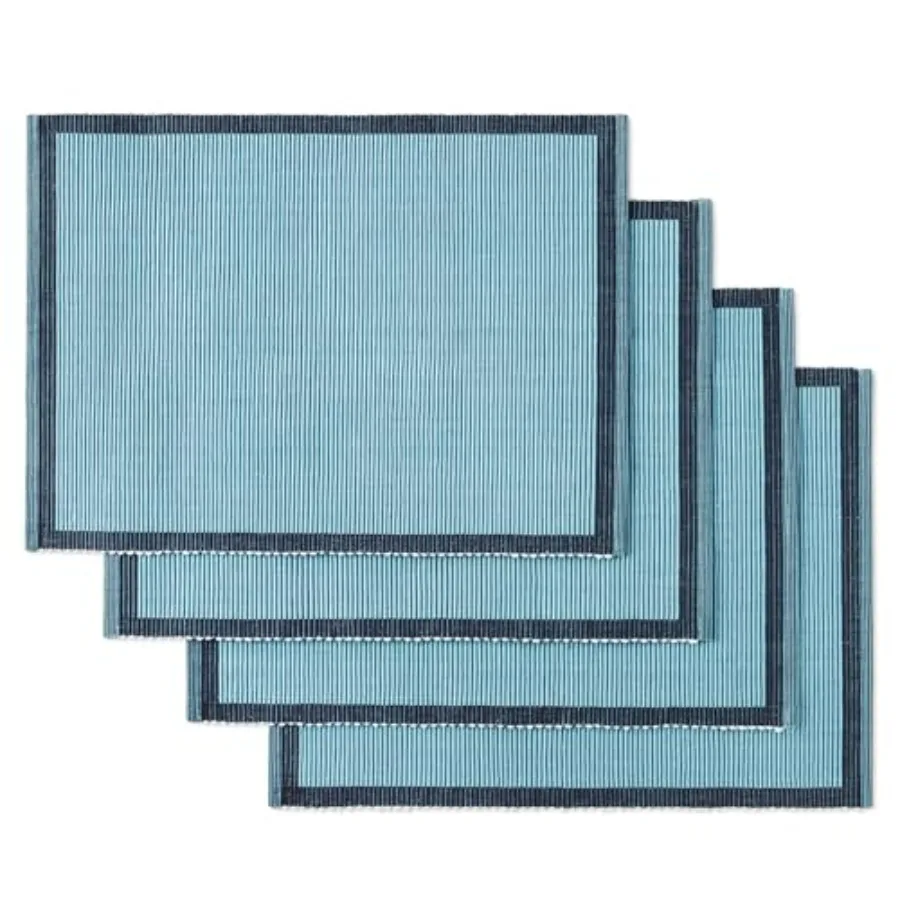 

Набор из 4 двусторонних хлопковых салфеток для сада и вечеринок, 100% хлопок, с плетеным ребристым узором, синий/темно-синий, 14x19 дюймов