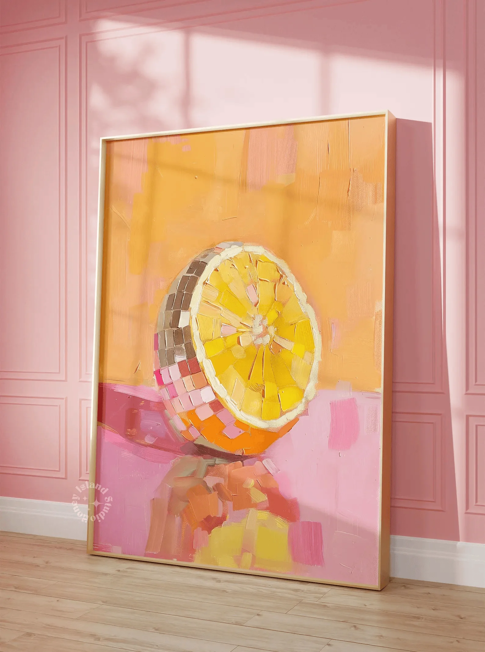 Disco Orange Slice Wand Kunstdruck Trendy Obst Poster Bauernhaus Küche Dekor Retro Essen Kunst Malerei