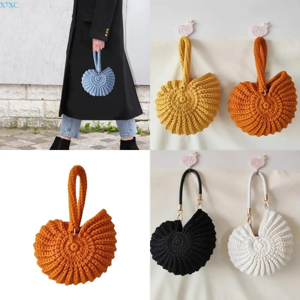 

X7XC Fashion Top Handle Handbags Hoboes Bags Handwoven Seashells Hoboes Bag Ladies Clutches